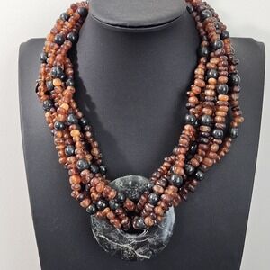 Vintage Gerda Lynggaard Monies Statement Necklace Multi Strand Runway Denmark